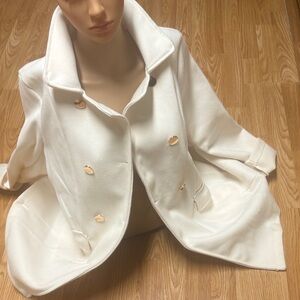 Coat Designed and made by Haute Monde Los Angeles, white cream color Size Large